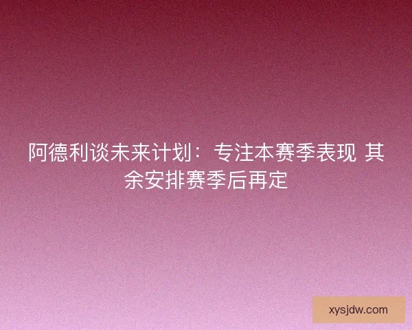 阿德利谈未来计划:专注本赛季表现 其余安排赛季后再定 阿德利谈未来计划:专注本赛季表现 其余安排赛季后再定