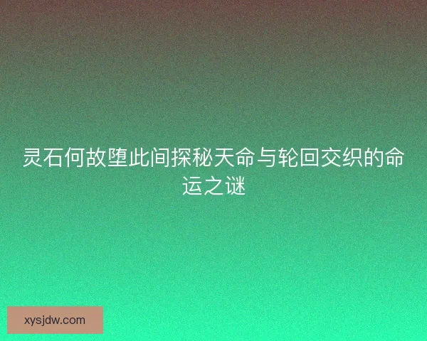 灵石何故堕此间探秘天命与轮回交织的命运之谜