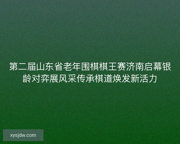 第二届山东省老年围棋棋王赛济南启幕银龄对弈展风采传承棋道焕发新活力