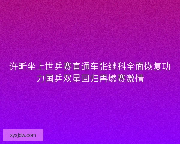 许昕坐上世乒赛直通车张继科全面恢复功力国乒双星回归再燃赛激情